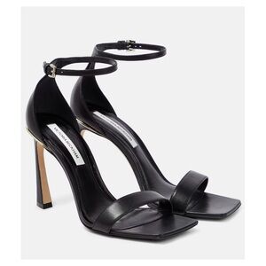 Victoria Beckham Black Leather Ankle Strap Heels 100mm